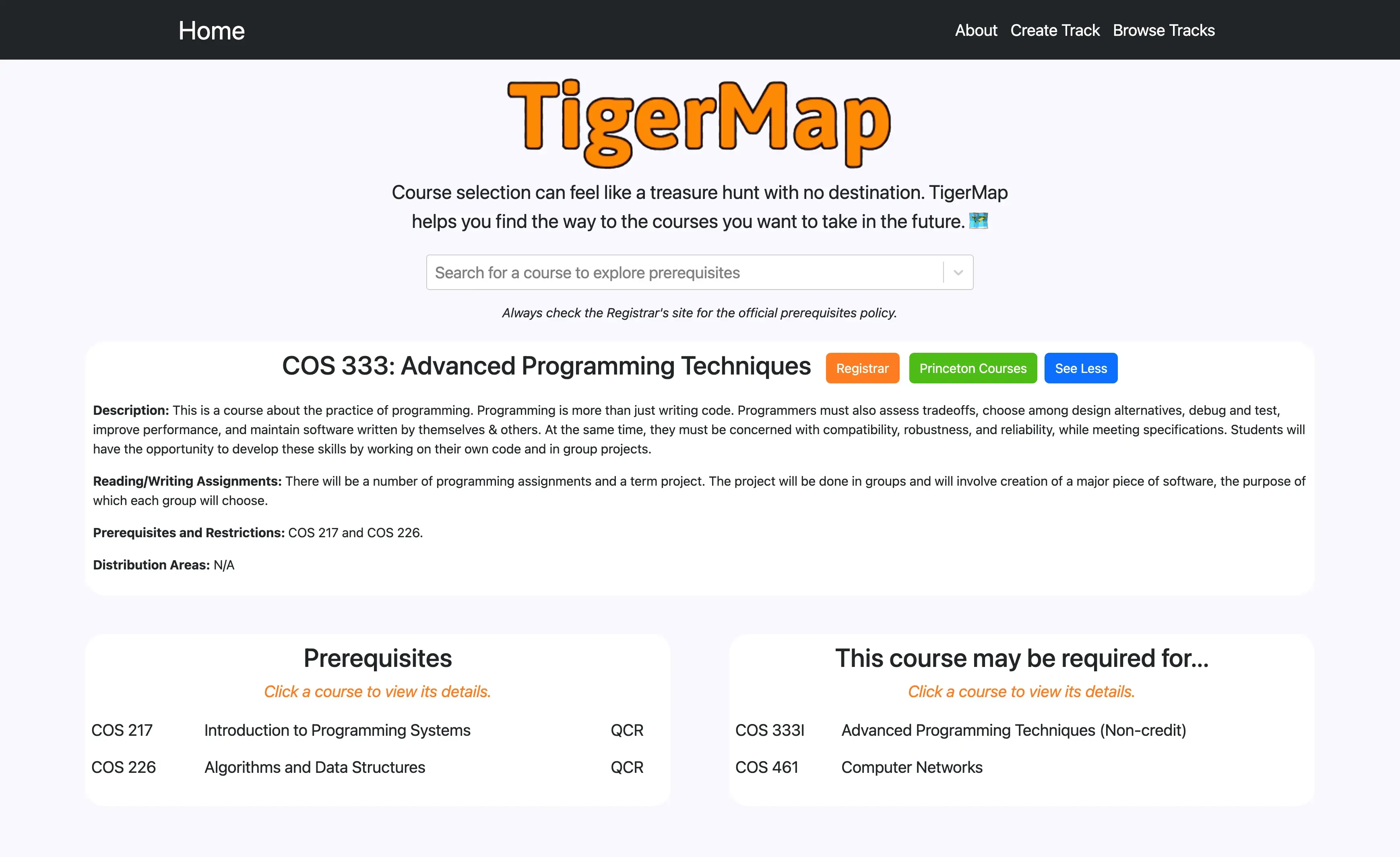 Tiger Map app screenshot