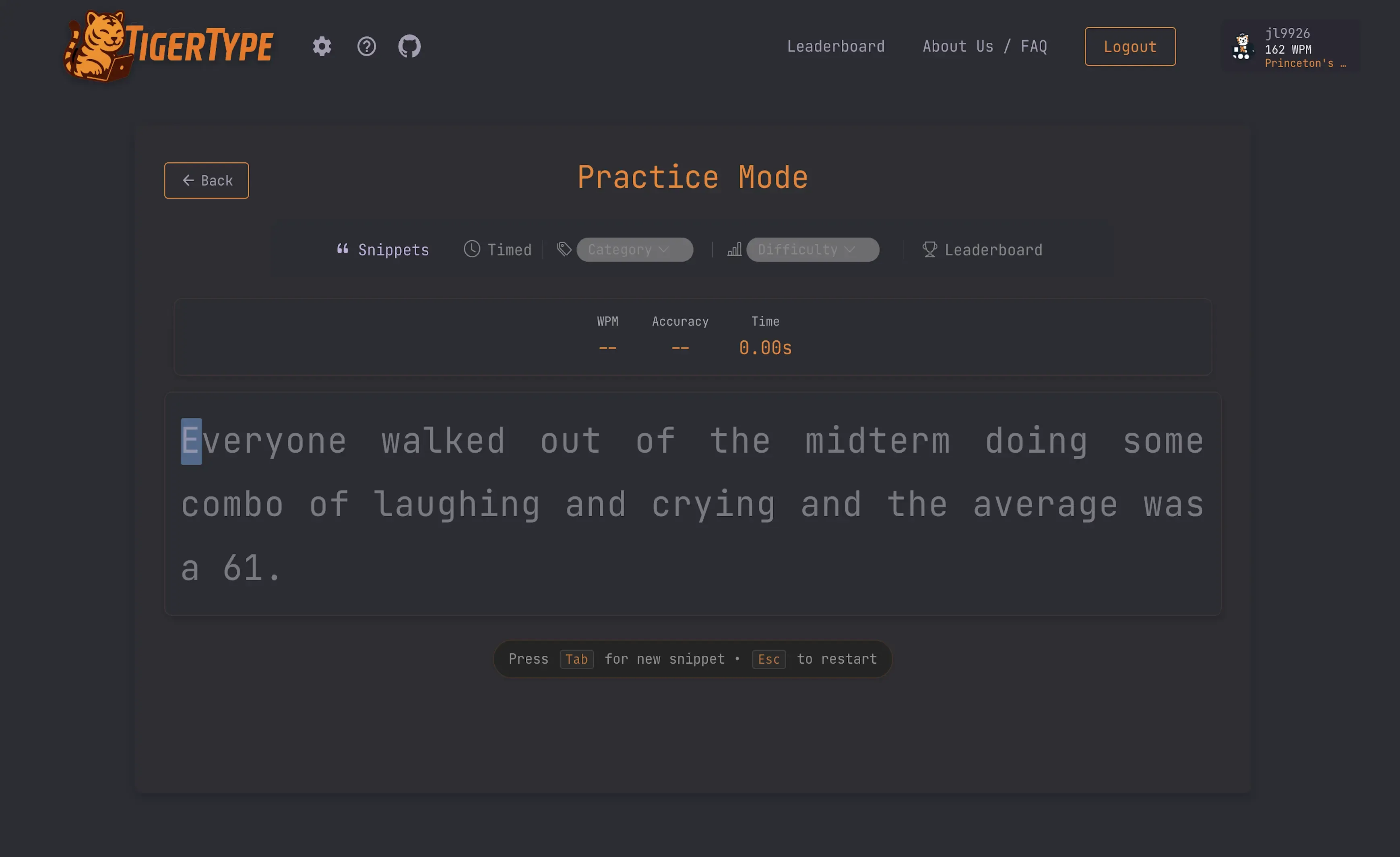 Tiger Type app screenshot